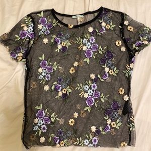 Urban Outfitters Kimchi Blue Sheer Floral Top